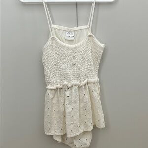 Zara Kids Cream Crochet Eyelet blouse- Girls
